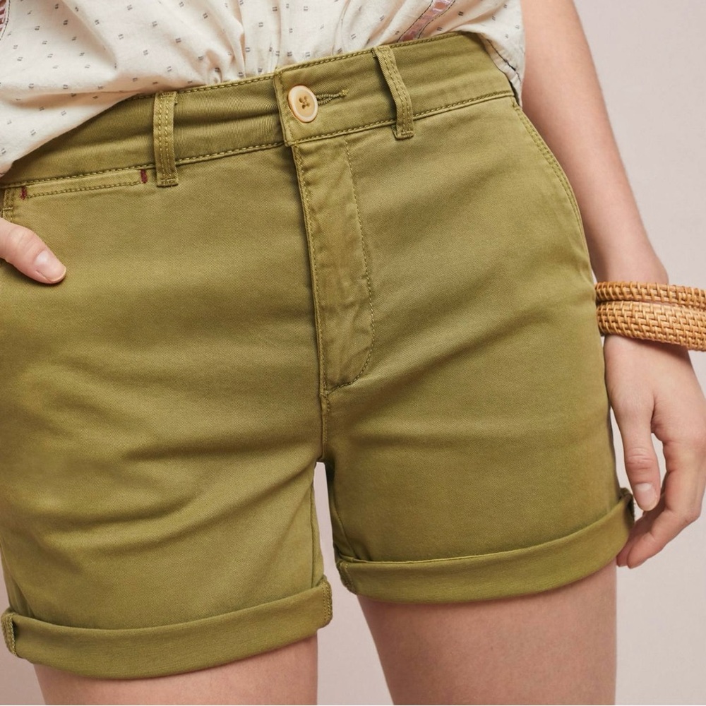 Anthropologie Mid Rise Chino Shorts